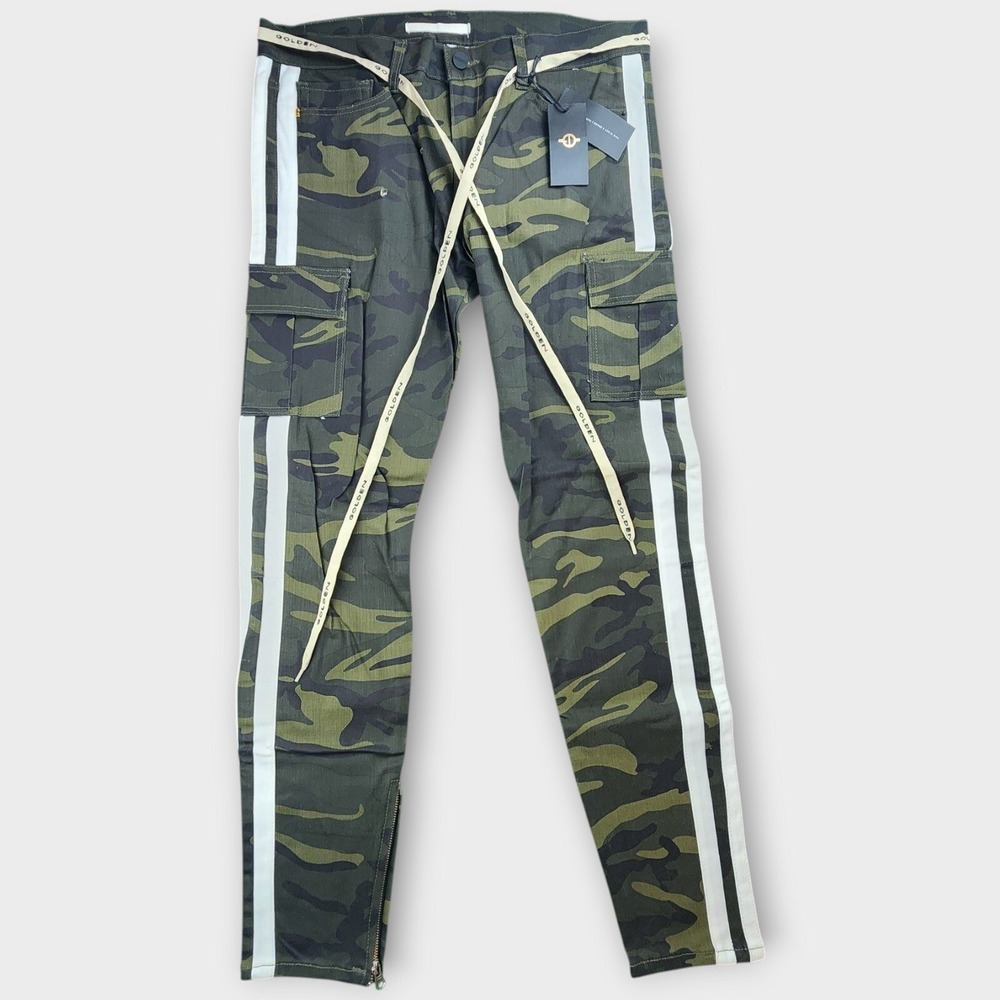 GOLDEN Men's Camo Cargo Pants Size 36 Zip Ankle USA Made New With Tags